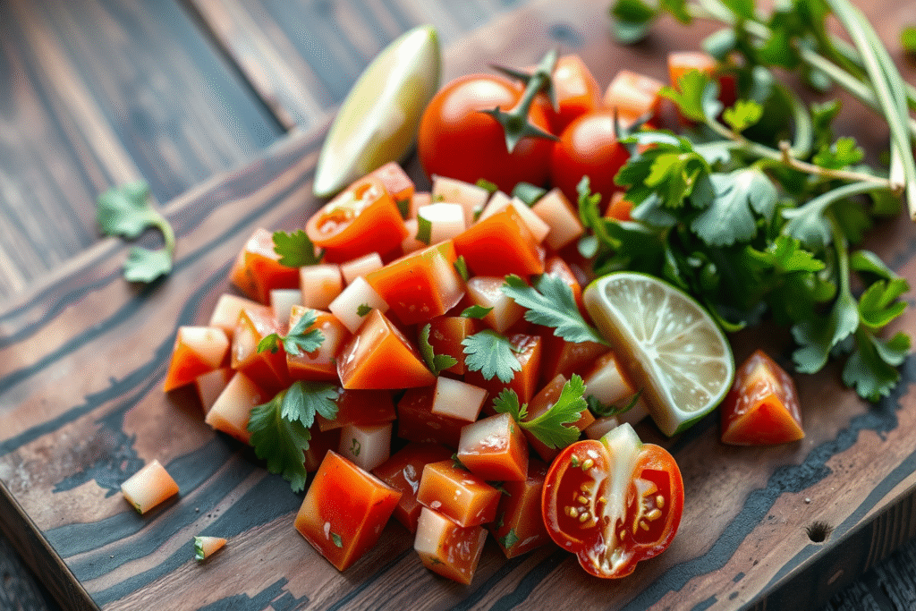 Pico de Gallo fresco y casero – receta mexicana fácil con tomate, cebolla y cilantro